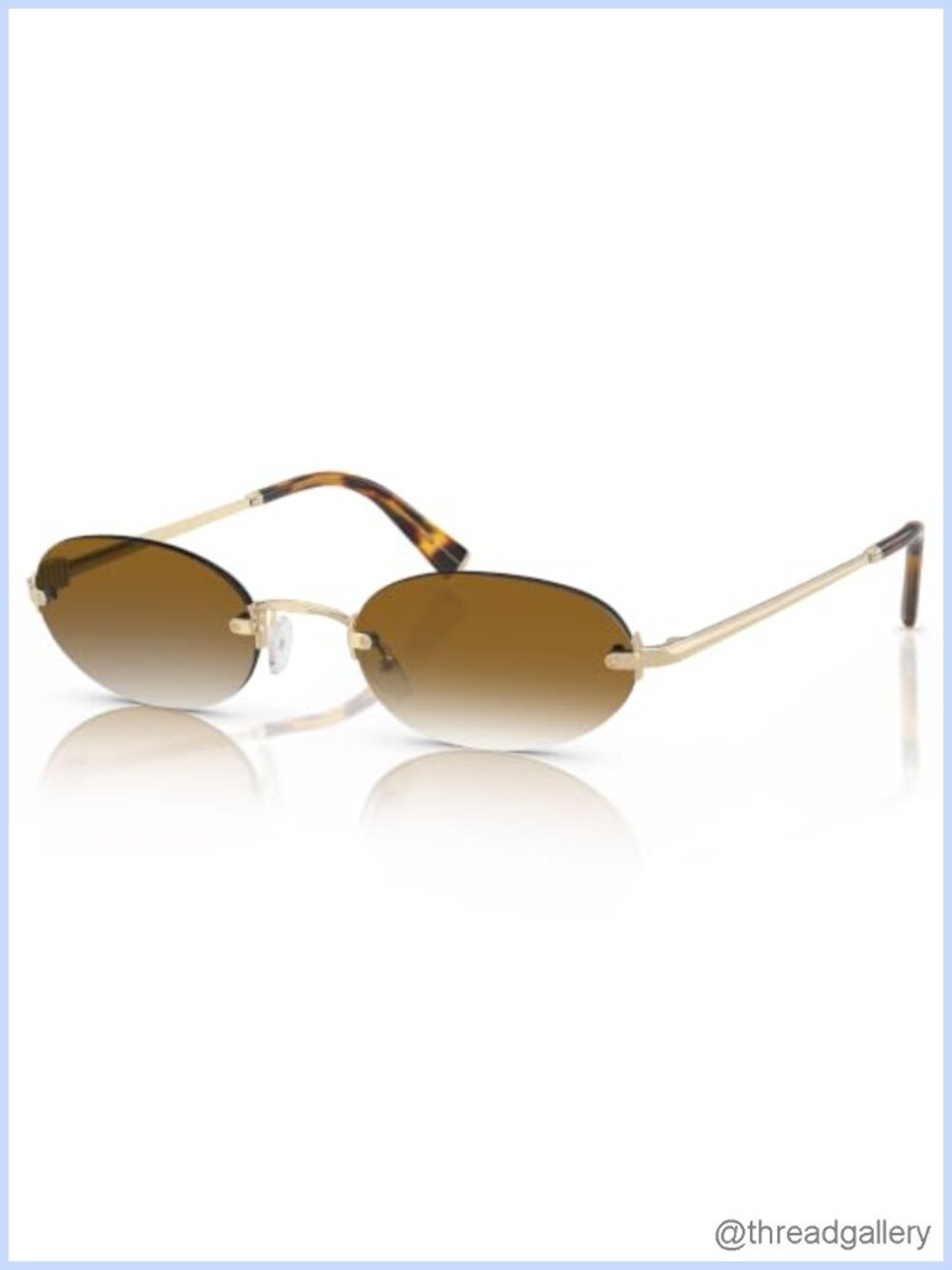 Retro Oval Rimless Sunglasses UV400 Protection Lightweight Metal